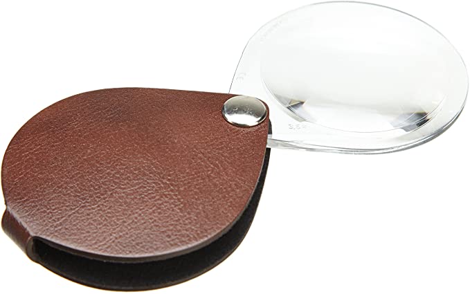 Eschenbach Folding Round Hand Magnifier with Leather Case 6.0x
